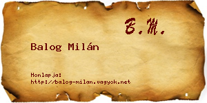 Balog Milán névjegykártya